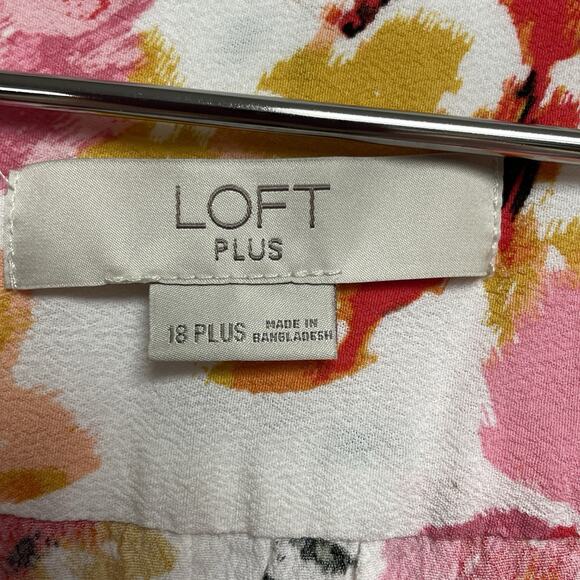 Loft Plus Women’s White Pink Yellow Floral Blouse 3/4 Sleeve - Size 18 - Picture 6 of 11